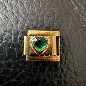 Birthstone hearts Italian Charm Link Gold Tone